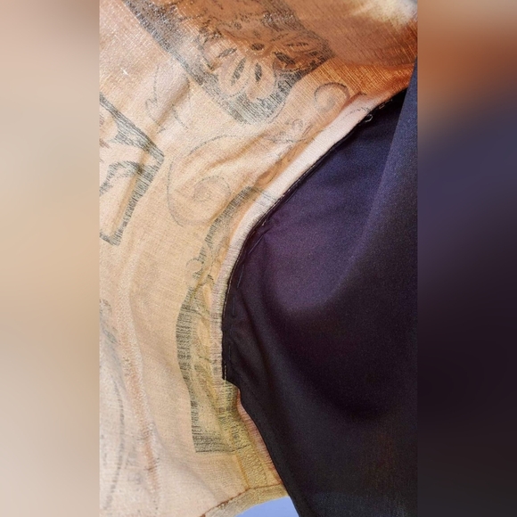 VTG Maggie Barnes Brown Tan Floral Two Fer Tunic Top Shirt Blouse - Picture 9 of 9